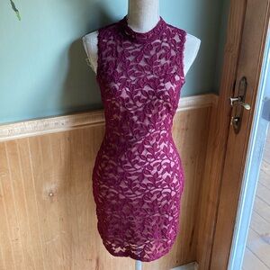 Emerald Sundae sleeveless burgundy lace dress